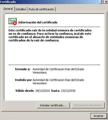 2 DE 24 2.- Pasos para lograr una correcta visualización del certificado electrónico LOCTI, en el Sistema Operativo Windows.