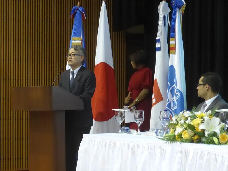 Durante el discurso de inauguración, el Embajador del Japón, Sr.