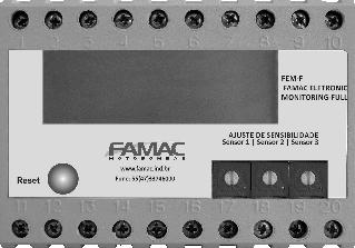 FEM-F (Famac Electronic Monitoring - Full) Fusible: 0,5 A 90-240 Vca 50-60 Hz CONTACTO DEL RELÉ (250 250 Vca - SA cosp = 1 Temperatura 1 C NC NA 1 2 3 4 5 6 7 8 9 10 11 12 13 14 15 16 17 18 19 20 El