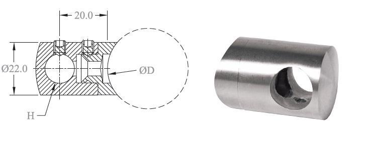 76-12 mm SOPORTE DE TUBOS LATERALES (D)Para tubo (H) Tubo lateral HD.006.04.04.M 38.