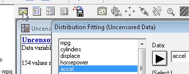 Describe / Distribution Fitting / Fitting Uncensored Data accel 5.