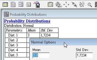 Prob. Distributions > Botón Secundario > Analysis Options nuevos parámetros En las descripciones