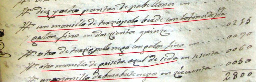 Doc. nº 4 (continuación).- Expediente de dote solicitado por Ana González Toruño (fragmento). (A.P.N.E.C.) 1817. Ítem. Dieciocho puntas de pabellones en Ítem.