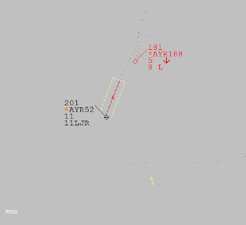 Aeronave 3 Aeronave 1 Fig. 5 Posición de las aeronaves a las 09:20:46 09:20:46.- LÍNEA CALIENTE.
