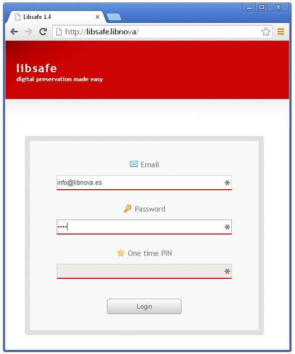 libsafe en funcionamiento: Entrada al sistema Login y seguridad de acceso Entrada al sistema con el nombre de usuario y contraseña,