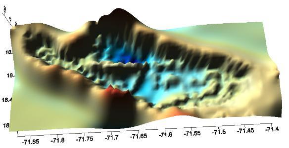 Modelo hidrodinámico del lago Enriquillo En el mapa