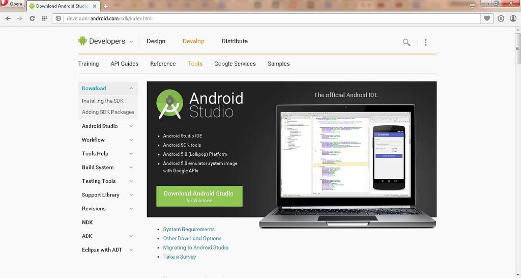 Instalación del entorno de desarrollo 1.-Descargar Android Studio accede a http://developer.