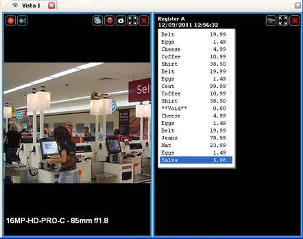 Vídeo Figura A. Transacciones de TPV en directo mostradas en un panel de imágenes Cada transacción se separa por fecha y hora, y la transacción más reciente se resalta en azul. 3.