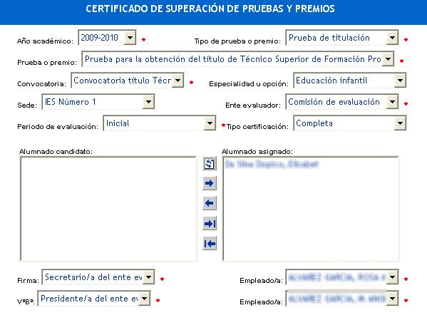 6.6 Certificado de superación de Pruebas y Premios.