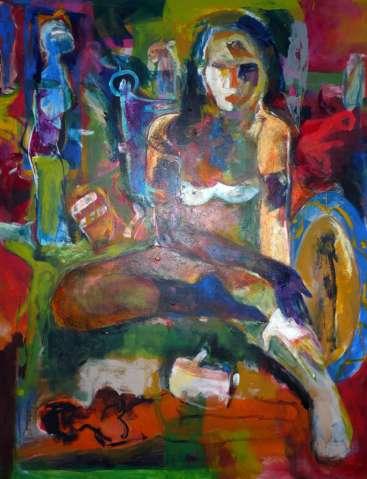 Titulo:"Mujer sentada" Dimensiones: 114 x 146 Fecha