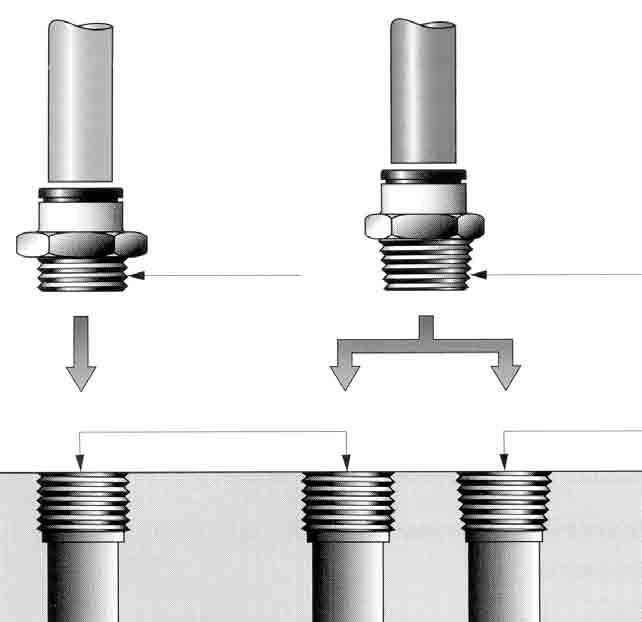 17: Rápidos Caracteristicas de nuestro "El Mejor" Conector El cuerpo puede ser girado independientemente del conector roscado para propósitos de alineamiento. Roscas metricas M3, M5, y G1/8".