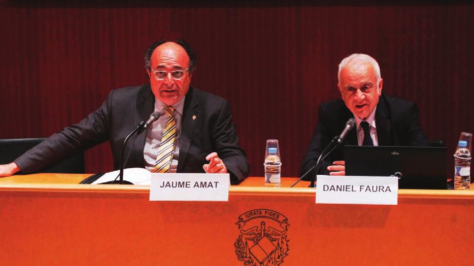 El síndico mayor en la V Jornada de Auditoría del Sector Público del Colegio de Censores Jurados de Cuentas de Cataluña, el 24 de abril, junto al presidente del Colegio, Daniel Faura.