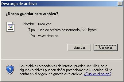4. TIREA El certificado digital de TIREA CA puede ser instalado en su navegador accediendo a la URL http://www.tirea.es/tirea.