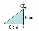 .- Al girar sobre el cateto menor el siguiente triángulo rectángulo, engendra un cono de volumen: 18π cm = 01,9 cm π cm =,08 cm c) 8π cm = 10, cm π cm =,0 cm.