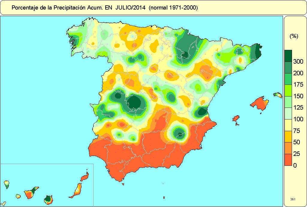 En la segunda decena las precipitaciones afectaron a la mitad norte y al norte de Extremadura.