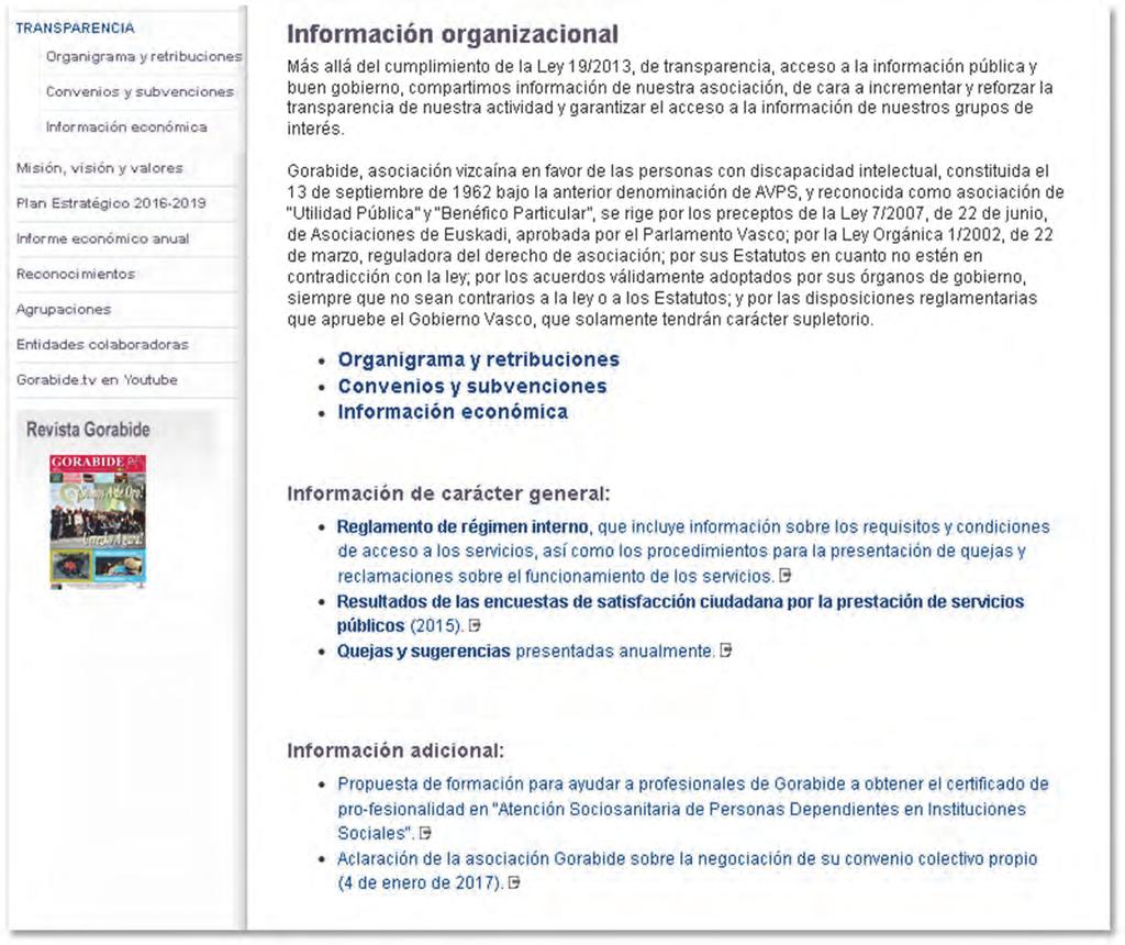 5. GRADO DE CUMPLIMIENTO DE LA NF 1/2016 POR PARTE DE GORABIDE PUBLICIDAD ACTIVA: AMBITOS DE INFORMACION SUJETOS A TRASPARENCIA 5.