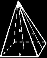 A T = A L + 2 A B Volumen = Área de la base por su altura V = A B h PIRÁMIDE Área lateral = Producto del perímetro de la base por la apotema de la pirámide, dividido todo