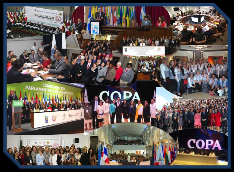 2018 XVI Asamblea General de COPA XV Reunión Anual de la Red de Mujeres Parlamentarias de las Américas V Consulta con Parlamentarias y Parlamentarios de las Américas Comisiones temáticas permanentes