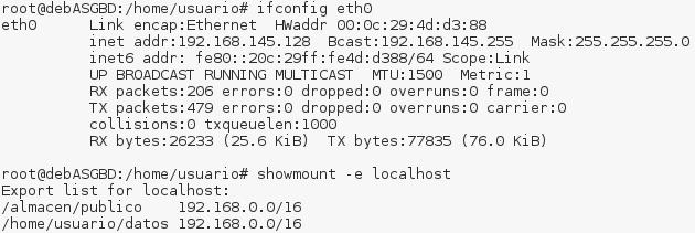Ahora vamos a proceder a importar en Windows una carpeta que hemos exportado mediante NFS desde un Debian. El servidor NFS de exportación es la máquina 192.168.145.128 como vemos en esta captura.
