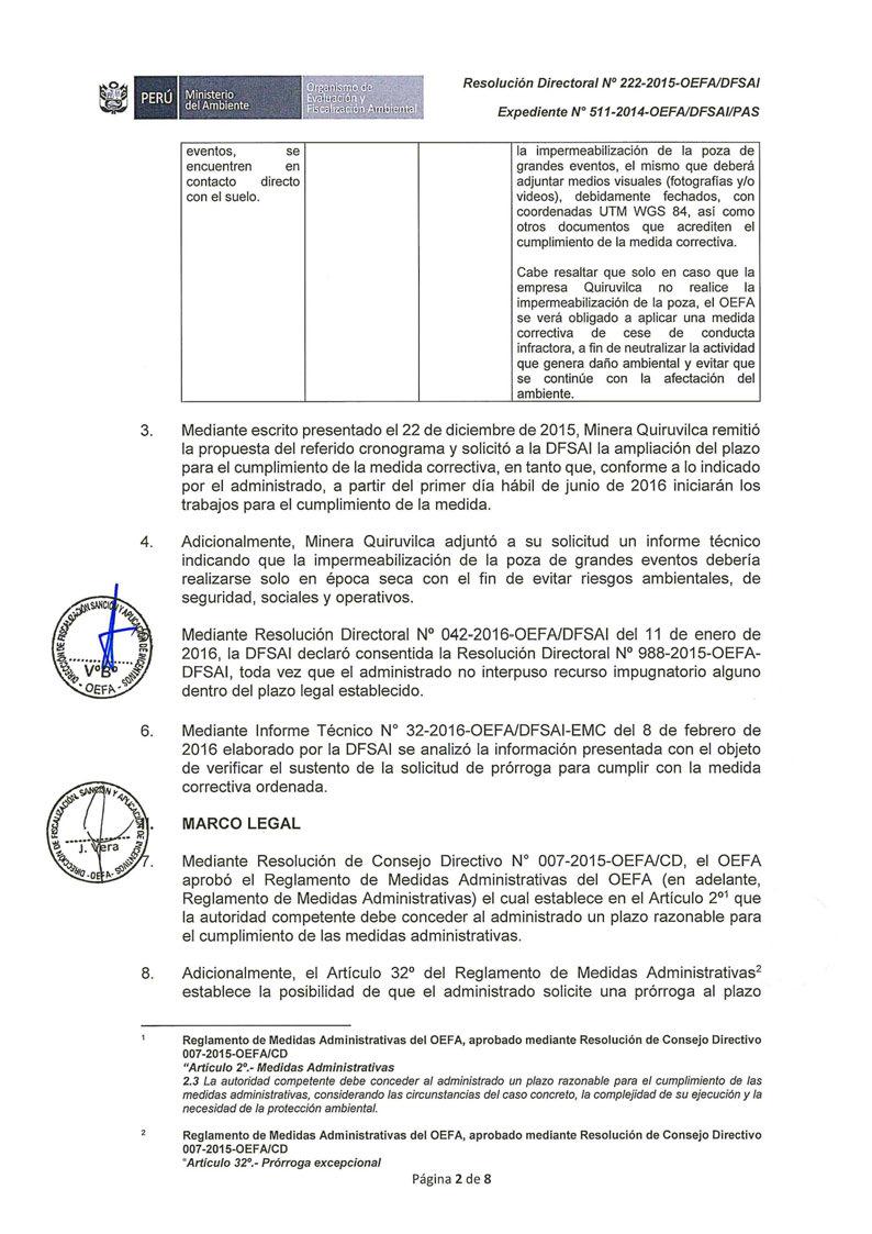 Ministerio del Ambiente Expediente Nº 511-2014-0EFAIDFSA/IPAS eventos, se encuentren en contacto directo con el suelo.