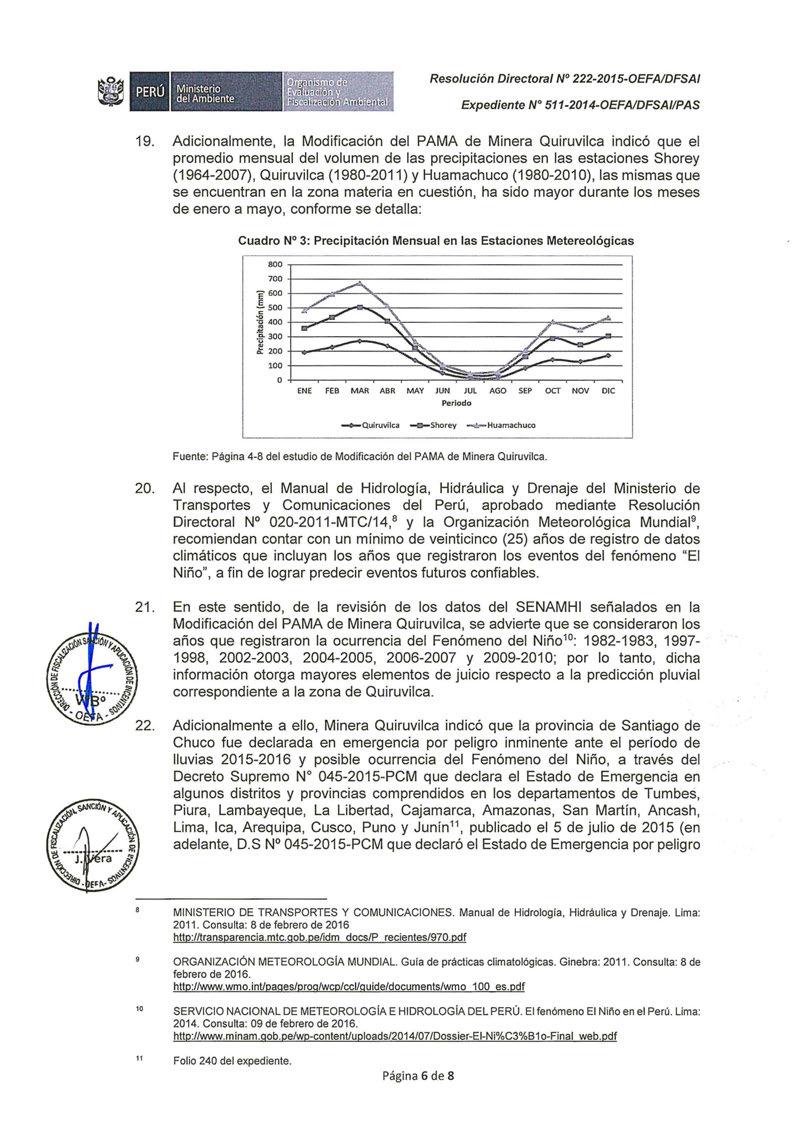 Ministerio del Ambiente Expediente Nº 511-2014-0EFA!DFSAI/PAS 19.