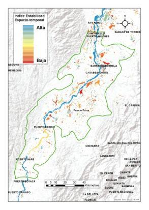 Análisis de conec_vidad hídrica: índice de estabilidad Análisis de conec_vidad terrestre: fragmentos de bosque según morfología, área y