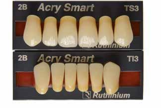 Dientes artificiales Acry Smart Acry Smart es el innovador sistema de dientes postizos de resina aún más versátil, resistente y estéticamente natural, para resultados protésicos siempre excelentes.