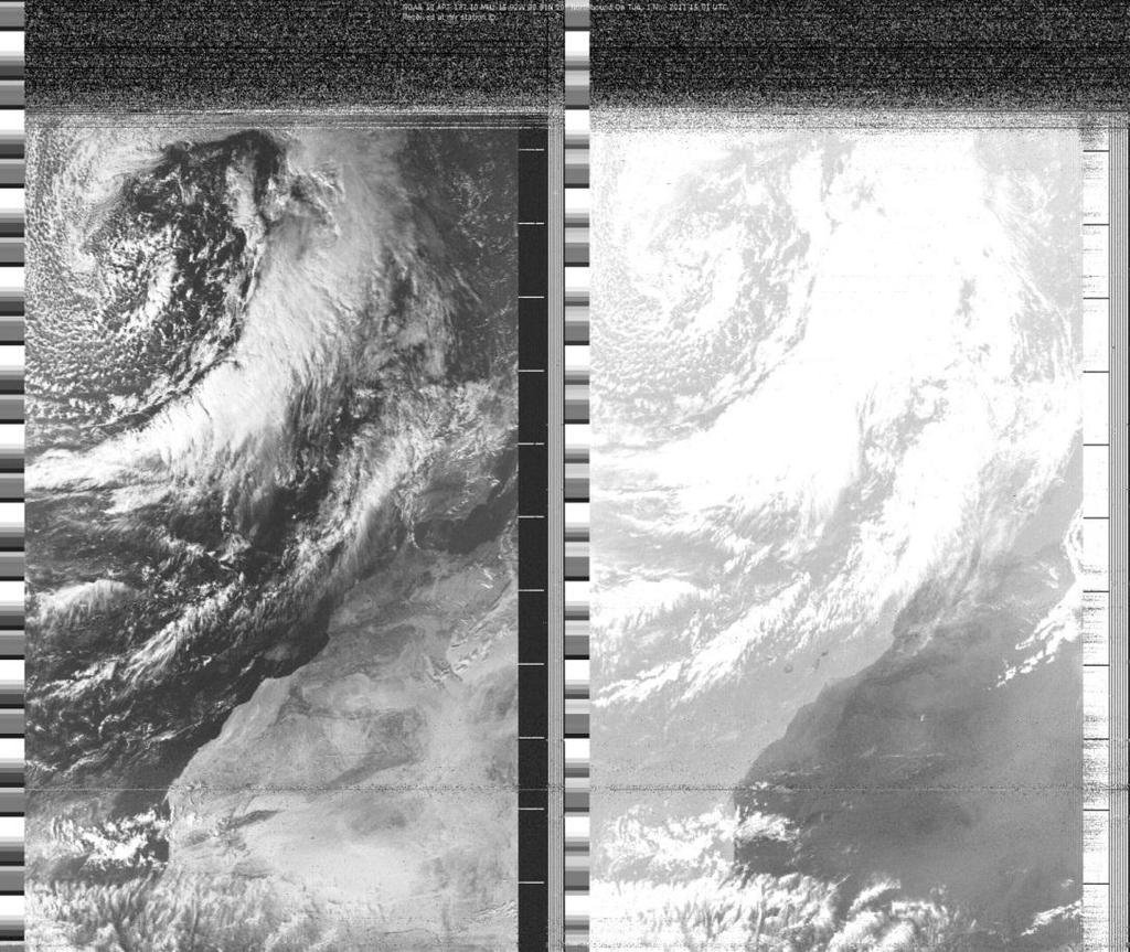 NOAA 18 días martes 1 de noviembre, hora 15:06 o 3:06pm Imagen obtenida, véase Figura 68: Visible INFRARROJO Figura 68.