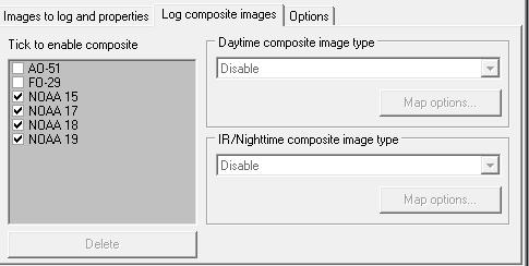 En la opción general se poseen dos tres pestañas en la parte inferior Images to log and properties y Log composite images.