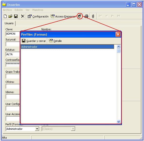 MEJ-VER-0079 15 04-2009 1 9 de 12 Una vez que se ingreso en el usuario que se va a configurar presionar el botón Perfiles esta opción se crear los perfiles para las formas.