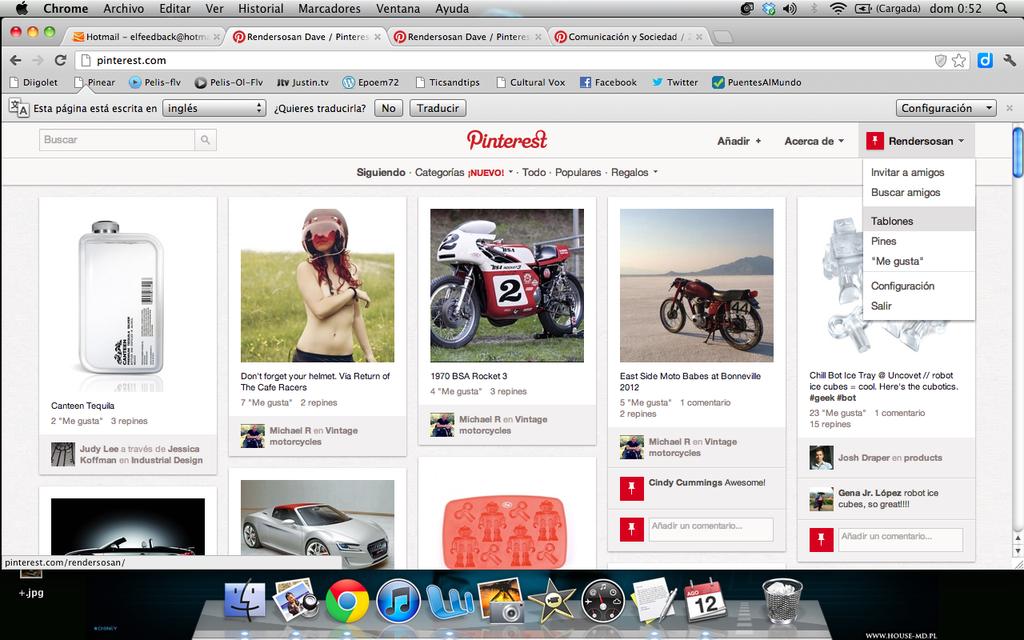 Pinterest funciona a base de enlaces con imágenes por medio de Tablones (similar a categorías de información).
