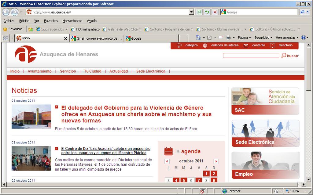 PÁGINA 3 COMO CONSULTAR INFORMACIÓN PRIVADA DESDE INTERNET Paso 1 Entrar en la página web del Ayuntamiento de Azuqueca de Henares,