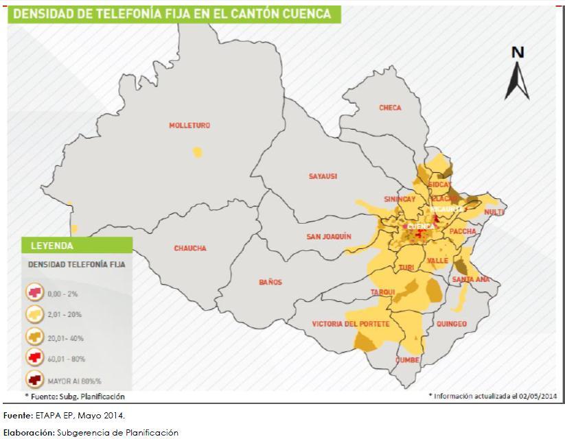 Tabla 3.5.2 Disponibilidad de telefonía fija Disponibilidad de teléfono convencional Casos % Si 219 12.34 No 1,556 87.66 Total 1,775 100 Fuente: Censo 2010 Mapa 3.