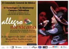 El Paso Horario: 9:00 am 10:00 am Asuntos culturales Espectáculo musical Allegro Mexicano Horario: 6:00 pm Plática Trata de personas - Paso del Norte of Hope Horario: 8:30