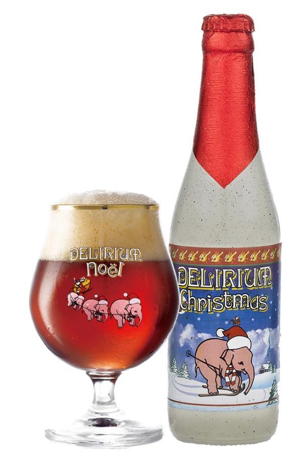 Cerveza Delirium Christmas Descripción: Cerveza oscura y de alta fermentación, aspecto tostado oscuro, leve sabor fuerte, duradero, seco, agridulce y marcado a frutas, recuerda al
