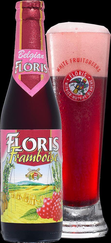 Cerveza Floris Framboise Descripción: Cerveza elaborada a base de trigo, de color rosa oscuro a la que se añade zumo de frambuesa.