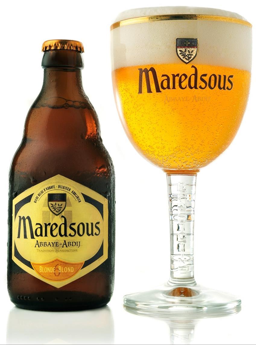 Cerveza Maredsous Blonde Descripción: Cerveza rubia, predomina su textura, cuerpo y aroma.