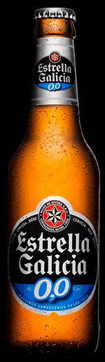 Cerveza Estrella Galicia 0,0 Descripción: Elaborada mediante un proceso de fermentación interrumpida, es una cerveza sin alcohol, que resulta de un aspecto brillante que refleja el color típico de