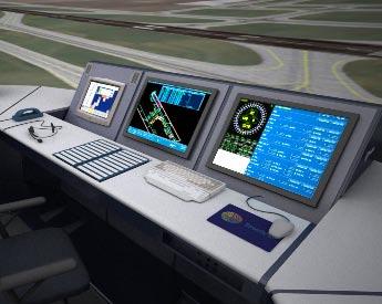 sistemas visuales de 180 y 360 grados, lo que permite una reproducción total de las condiciones de operación que se pueden encontrar en una torre real de aeropuerto.