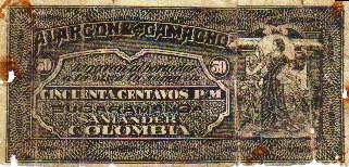Ficha Alarcón & Camacho, cincuenta centavos, Bucaramanga José María Melguizo H. 20 centavos.