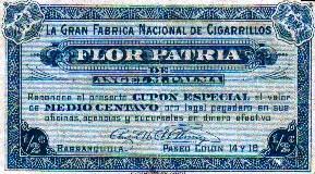 La Gran Fábrica de Cigarrillos. Flor Patria. De ángel M. Palma. Cupón especial. Barranquilla.