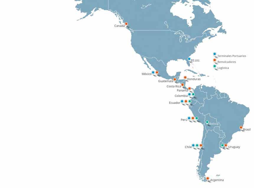 Empresa multinacional, presente en 15 países. Terminales Portuarios 11 Terminales Remolcadores 188 (1) Remolcadores Logística +173 ha.