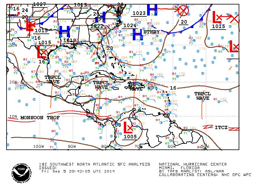 13 Resumen Meteorológico Como se observa en el mapa de superficie, la ZCIT (figura 15) se mantuvo cercana al país justamente sobre Costa Rica, así como la presencia de la onda tropical N 28