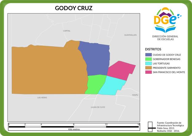 DEPARTAMENTO DE GODOY CRUZ GEOGRAFÍA El departamento de Godoy Cruz limita al norte con la Ciudad de Mendoza, al oeste con Las Heras, al este con