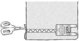 En este caso, utilice la placa de separación para equilibrar la altura del dobladillo mientras cose.