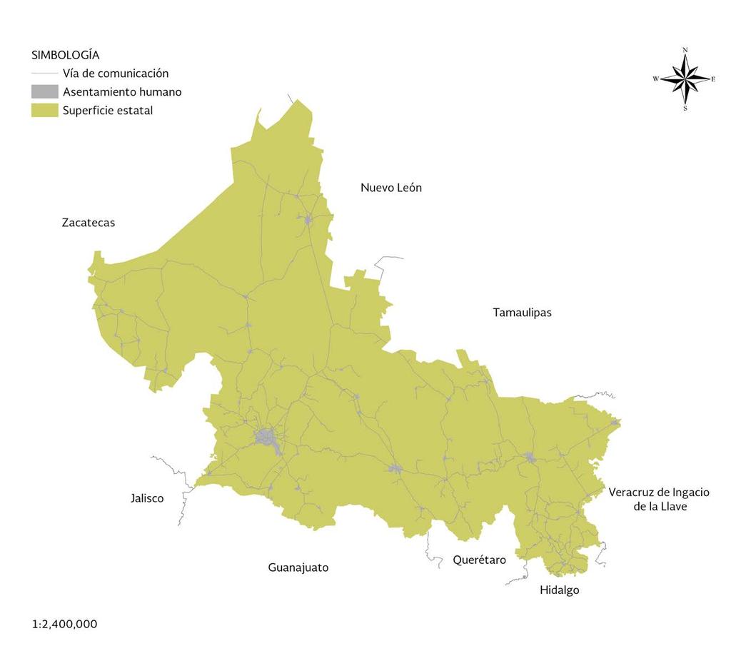 43 2.2. Marco estatal Ubicació geográfica Mapa 2: Estado de Sa Luis Potosí El estado de Sa Luis Potosí se