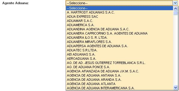 Aduana de Ingreso, presenta una tabla de ayuda con la relación de Aduanas de Ingreso.