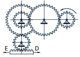 55.- Un con de politges és format per tres politges de 150, 250 i 350 mm de diàmetre, que enllacen amb un con idèntic però invertit.