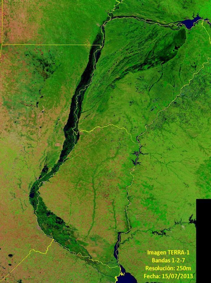Rio Paraná con la onda de crecida a lo largo de toda la extensión de la provincia de Corrientes, Chaco y Norte de Santa Fe, y avanzando en la zona del cauce cercano a la La Paz (Entre