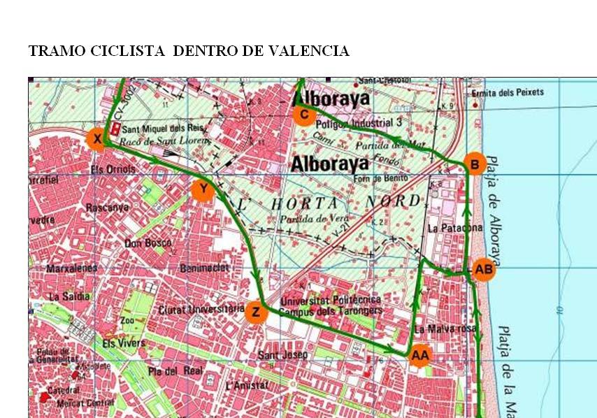 Línea 70.- ZONA BULEVAR Dirección Alboraya.- Limita en la rotonda anterior a la del Bulevar Norte, a la altura de la calle Ismael Merlo. Línea 16.